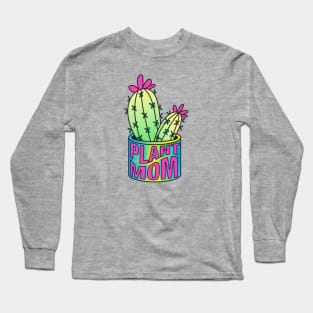 Plant mom neon cactus Long Sleeve T-Shirt